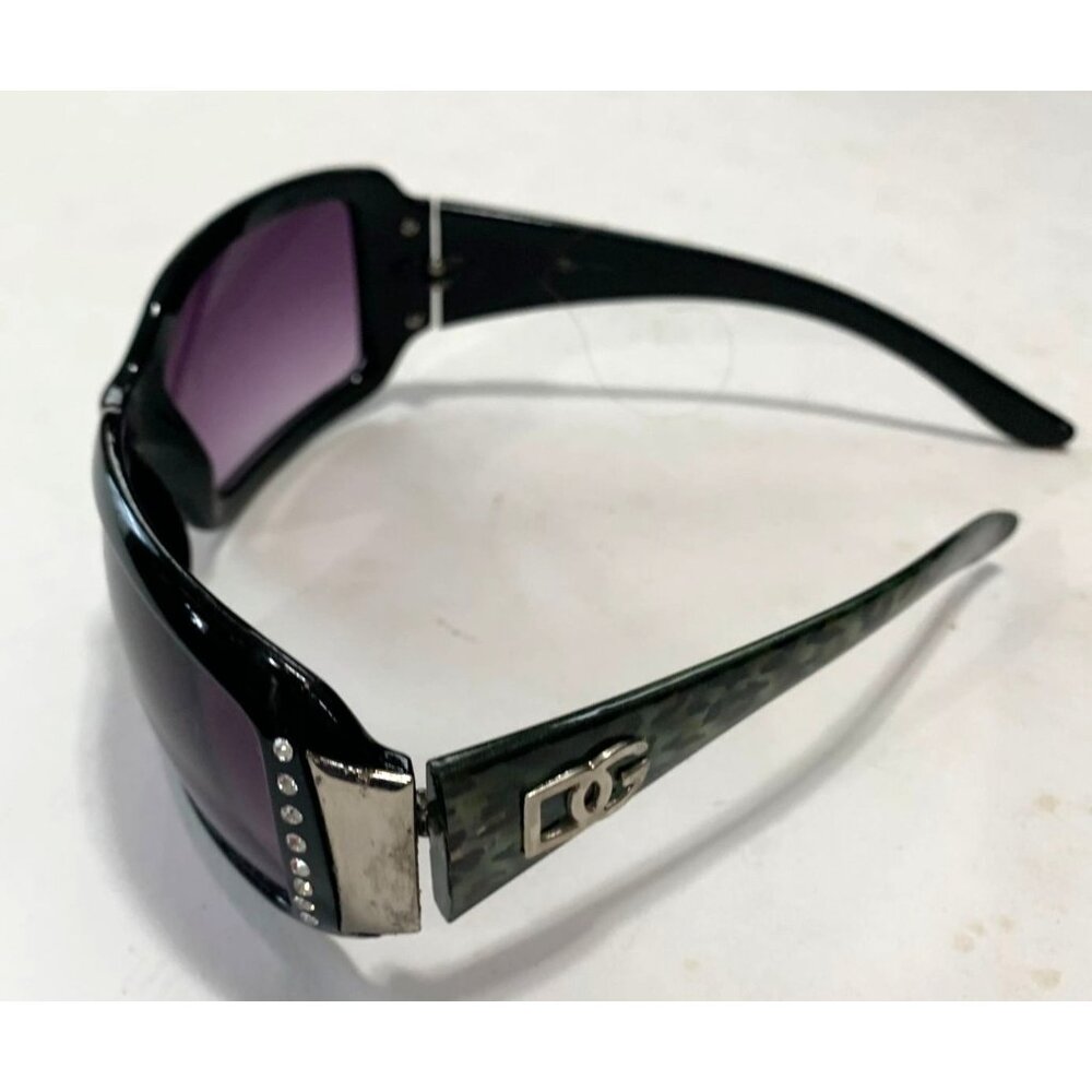 DG Womens Sunglasses Green Animal Print Sides Bling Square Frame